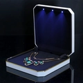 White LED jewelry box with deep blue velvet interior for necklace gift presentation - Large Necklace Box / White