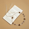 Bohemian handmade braided waist chain with wood beads and long tassels in cream beige - White Woven Cotton Wood Ring Tassel (X502-9)