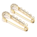 Gold crystal U-shaped safety pin brooch with five DIY hanging loops for jewelry making - 17# Gold 5-Ring Pin 6cm