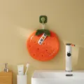 Orange-shaped coral fleece hand towel with Lucky embroidery and hanging loop design - Embroidered / Persimmon (Good Things Happen)