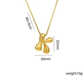 18k gold plated bubble letter K pendant necklace with box chain for women - K Gold