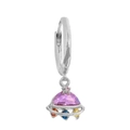 Creative 18K gold plated UFO space earrings with purple crystals and colorful zircon - Silver UFO
