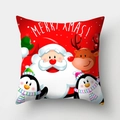 Rode kerstkussenhoes met kerstman, rendier en de tekst Merry Xmas op de voorkant - Kerstdieren Collectie