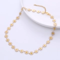Bohemian daisy choker necklace in 18k gold plated stainless steel with enamel flower charms - White Flower