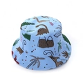 Hellblauer Kinder-Fischerhut mit Motiven von Cartoon-Dinosauriern und Palmen - Hutumfang 48CM für 0-2 Jahre / Hellblau