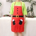 Festive red Santa Claus themed apron with pockets and belt for Christmas kitchen decor - Santa Claus Apron