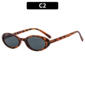 Gafas de sol ovaladas vintage con montura de carey y lentes de color gris oscuro C2 - Marco ovalado pequeño / Carey Lente Gris