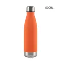 Vibrant orange 500ml stainless steel vacuum flask with matte finish and metal cap - Vibrant Orange