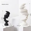 Modern abstract resin sculpture set with black and white streamlined texture decor - Artistic Portrait Textured Black And White Set - Combination E