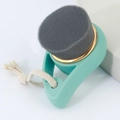 Bamboo charcoal facial cleansing brush with mint green handle and golden ring detail - Mint Green Handle Grey Bristles