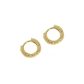 S925 sterling silver golden hoop earrings with unique hammered texture and snap closure - 925 Silver / 18K Gold
