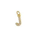 Classic 18k gold plated brass letter J pendant with micro-inlaid clear zircon stones - Letter J