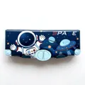 Deep blue space-themed multifunctional pencil box with cartoon astronaut and functional buttons - Spaceship