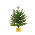 Miniature green flocked Christmas tree music box with a golden Merry Christmas base - 30CM Original Green Gold Base (No Light)