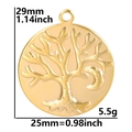 Colgante Árbol de la Vida dorado de acero inoxidable con dimensiones y ancho 25mm - Dorado