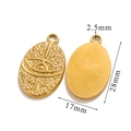 Detail showing 28mm golden stainless steel tarot eye pendant with size measurements - Oval Eye-Gold