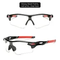Sport cycling sunglasses in black frame with red arms and clear lenses for outdoor use - Glossy Black Red Temples (Clear)