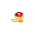 G23 titanium dermal anchor with red round zircon top and gold surgical steel base - Red