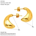 Detaillierte Größentabelle für vergoldete Tropfenohrringe aus Edelstahl in 18mm Größe - Breiter Bogen Wassertropfen Stil (SE102G)