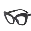 Fashionable oversized cat eye blue light blocking glasses in glossy black finish - Glossy Black Clear Lens
