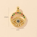 Gold Evil Eye charm pendant with colorful zircons and size dimensions of 2.6cm by 2cm - Gold Round Evil Eye with Eyelashes Pendant (24-4)