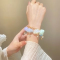 Pulsera de nubes macaron coloridas con cadena dorada y cristales para mujer - Pulsera de Nube Multicolor (DZ-1016)