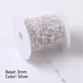 3mm weiße Perlenkette auf Silberdrahtrolle für die DIY-Schmuckherstellung - 3mm (Fein) / Silber