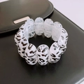 Vintage-style black and white leopard print acrylic beaded bracelet with a glossy finish - Black White Leopard Acrylic Bead Bracelet (54#)