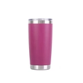 20oz double-wall insulated stainless steel travel tumbler in vibrant rose pink color - Powder Coated Purple