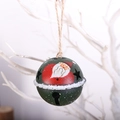 Green metal Christmas bell ornament featuring a hand-painted Santa Claus and hemp rope - Santa Claus / Green