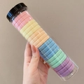 Colorful high elasticity hair ties in macaron colors stored in a transparent plastic tube - 3# Spring Macaron (20pcs Jar)