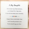 Greeting card for daughter with anxiety ring message on soft pink silk background - 7x7cm Card