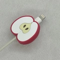 Red apple shaped silicone cable protector for iPhone and Android charging cords - Apple