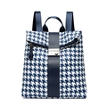Zaino pied-de-poule blu e bianco con spallacci in pelle blu e fibbia in metallo - Blu