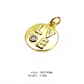 Gold LOVE charm with zircons for bracelets, 14x17mm size, polished metal jewelry pendant - Style 7