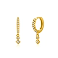 Elegante gouden S925 zilveren oorringen met geometrische zirkonia hangers en glans - Goud