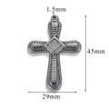 Silver vintage cross pendant 45mm x 29mm with textured finish on stainless steel necklace - Style Z2305S16