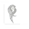 Silver flower brooch with large pearl and rhinestones measuring 6.4cm by 3.1cm - White Angel Wings