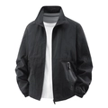 Chaqueta ligera de hombre negra con cuello alto, cremallera y tejido cortavientos - M / Negro