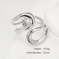 Detailed view of silver irregular metal hair claw with dimensions and weight data - Artistic Silver Accessory (SL237) / Silver