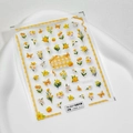 Stickers ongles gaufrés japonais TS-3217 avec marguerites jaunes et motifs de papillons - Jardin Champêtre en Relief (TS-3217)