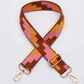 Adjustable wide replacement strap with brown pink yellow geometric woven pattern - No. 320 / Gold