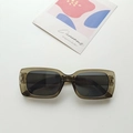 Kids vintage square sunglasses with translucent tea frames and dark grey lenses - Transparent Green