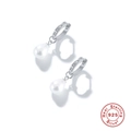 Elegant S925 sterling silver hoop earrings with zircon stones and teardrop pearls - Waterdrop Pearl Hoop / Platinum