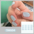 Detail of SW604 light blue glossy nail stickers with 16 pieces for a minimalist look - Light Blue