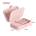 Girly pink travel jewelry box 16x11x5cm with PU leather and double layer storage - Double Layer PU Pink / 16*11*5cm