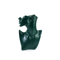 Detail view of dark green polished mannequin bust for necklace and earring display - Side Profile Bust / Dark Green