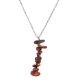 Natural tiger eye stone necklace with silver chain and colorful zircon tassel accents - Red Jasper Necklace