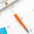 DIY creative orange beaded ballpoint pen with retractable metal component for craft - Orange