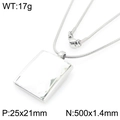 Silver snake chain necklace with clear rectangular faceted glass pendant, 25x21mm size - 25*21mm Steel/Transparent